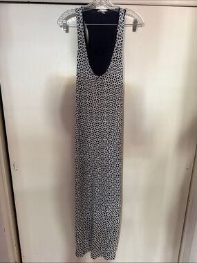 CAbi navy and White Patterned Maxi Dress